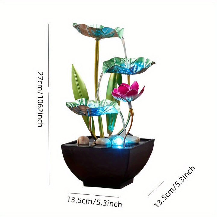 3Tier USBPowered Tabletop Fountain  Elegant Waterfall  Aromatherapy Humidifier for Living Room Office Desk Decor  Metal Indoor Fountain with LED Light Perfect for Home and Bedroom Ambiance