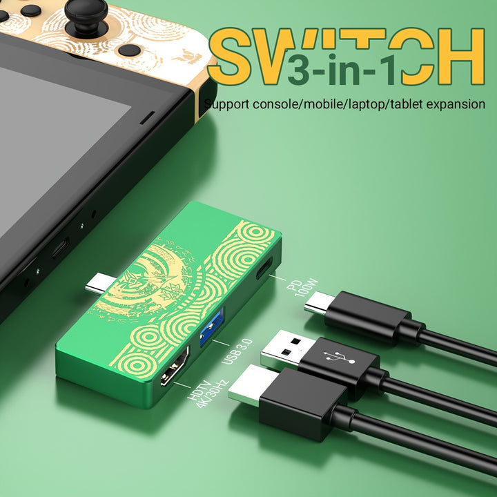 TYPEC Hub For Nintendo Switch Multifunction Adapter 3 In 1 Game Docking Station With 4Kconnector For HDMI USB 30 Port PD100W Charging Port Compatible With MacBook ProAir More Type C Devices