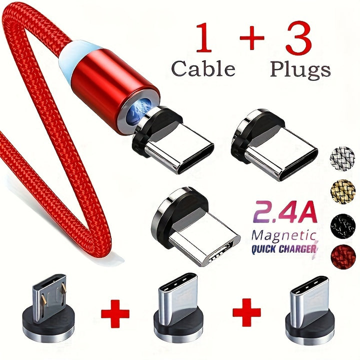 1pc Magnetic Fast Charging 3 In 1 Charge Cable For Android Typec  TJR5A9A