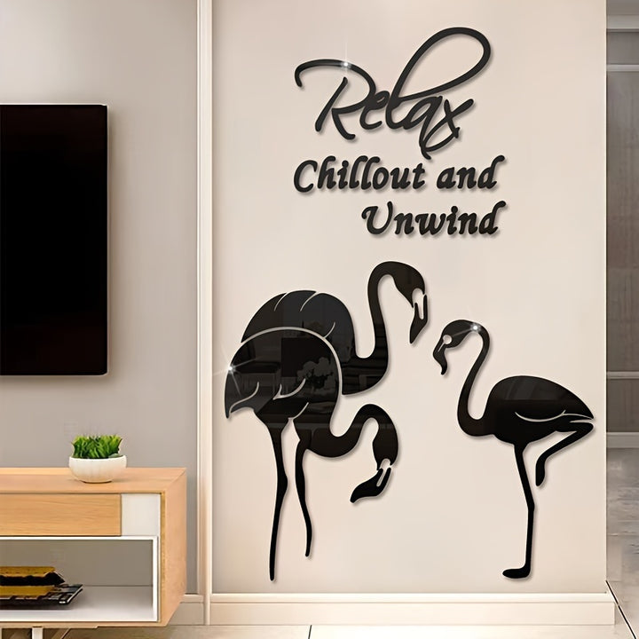 3pcs 3D Flamingo Acrylic Mirror Wall Sticker SelfAdhesive Reflective Wall Sticker For Living Room Bedroom Bathroom Glass Door And Windows Home And Dormitory Decoration