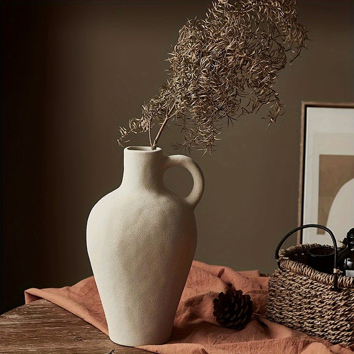 Ceramic Rustic Farmhouse Vase With Handle  KW2C
