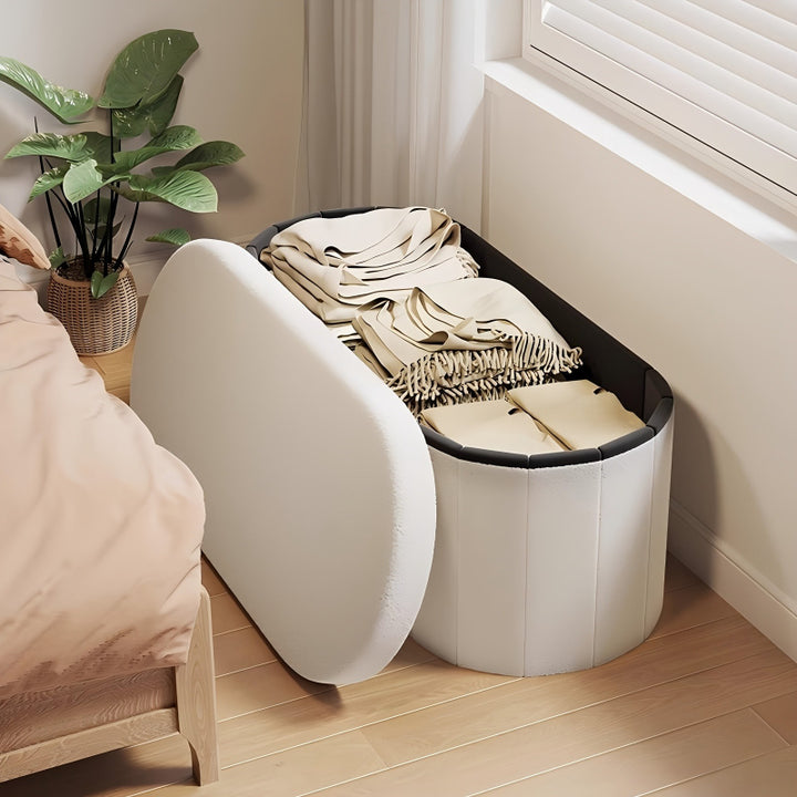 Large White Plush Storage Bench  SA86