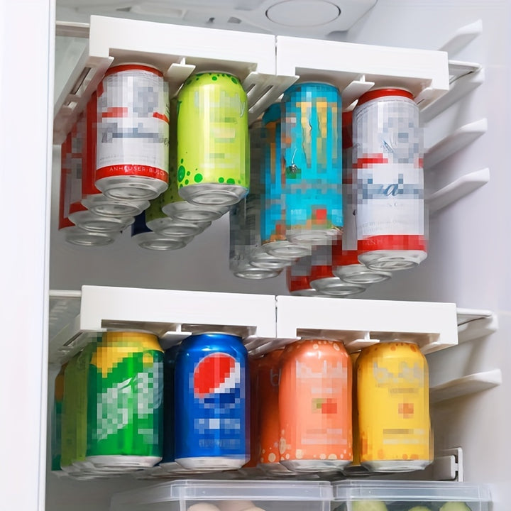 1pc Beer Soda Can Storage Rack Refrigerator Shelf Beverage And Beer Rack Soda Can Beverage Storage Rack Kitchen Double Row Container