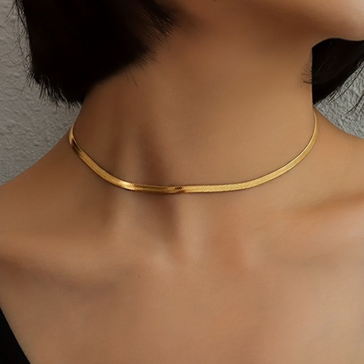 Stylish Simple 18K Gold Necklace  H3BK