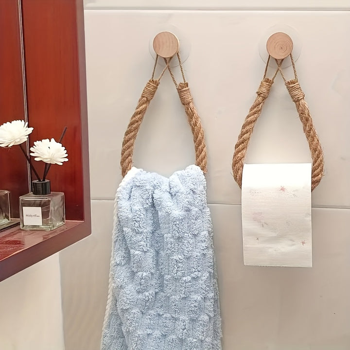 WallMounted Hemp Rope Paper Towel  Toilet Roll Holder  CFE3