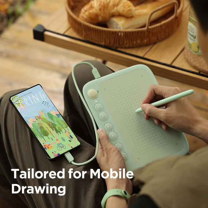 UGEE Q6 Drawing Tablet 889x160 Cm Mobile Drawing Tablet With Batteryfree Stylus For Linux Mac Windows PC And Android Green