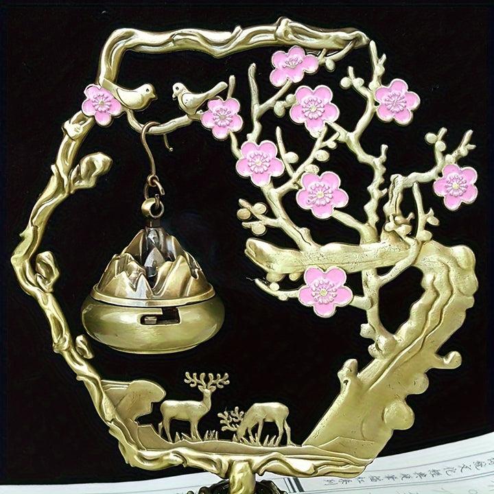 Rotatable Peach Blossom Incense Burner  Metal FragranceFree Home  Desktop Decor