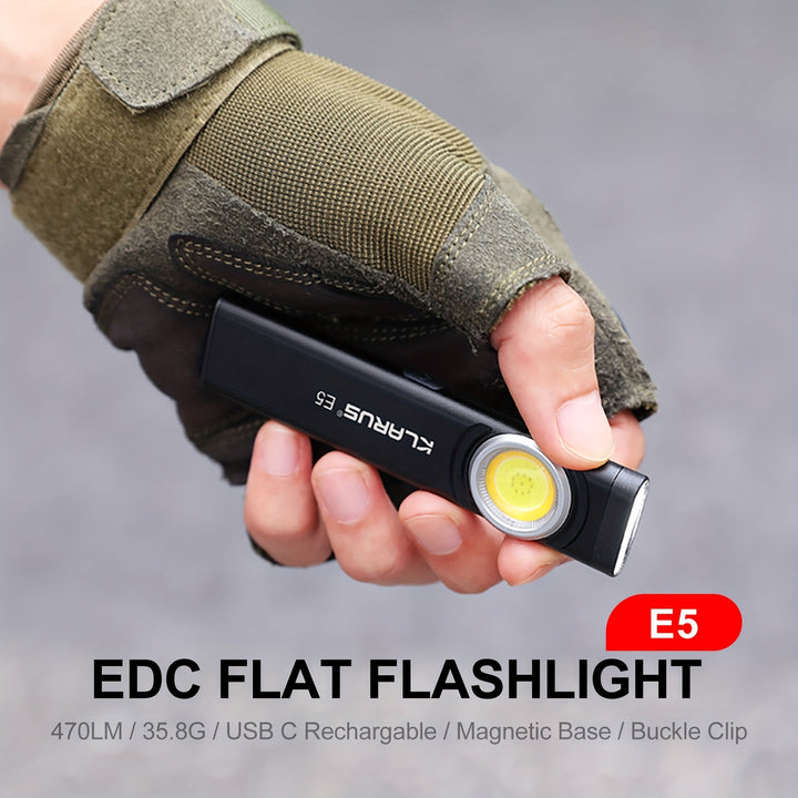 1pc Rechargeable COB Work Light 470 Lumens Mini Flat EDC Flashlight With Magnetic Base And Buckle Clip Suitable For Maintenance Camping Hiking Emergency