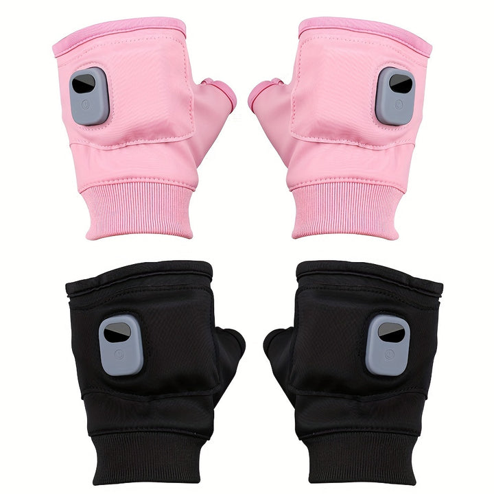 1 Pair Preppy Style WomenS SelfHeating Gloves 100 Spandex Fingerless Warm Gloves with USB Charging NonWashable Elastic Solid Color for College  Rechargeable Lithium Battery 1800mAh