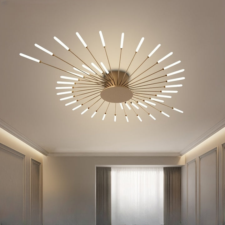 1pc Modern Luxury LED Ceiling Light 3Color Changing Cast Iron Sputnik Firework Chandelier For Living Room  Dining Room Decor Indoor Lighting Fixture