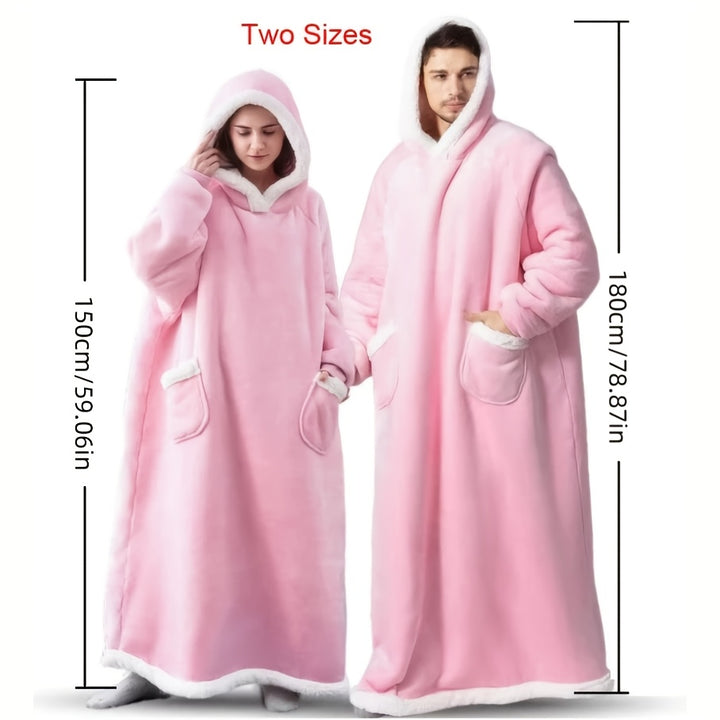 Womens FleeceLined Hooded Flannel Robe  PinkAMLIOIIPO