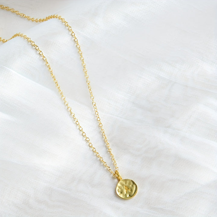 Funky GoldenTone Chain Necklace with Round Alphabet Pendant  Zinc Alloy No Magnetism