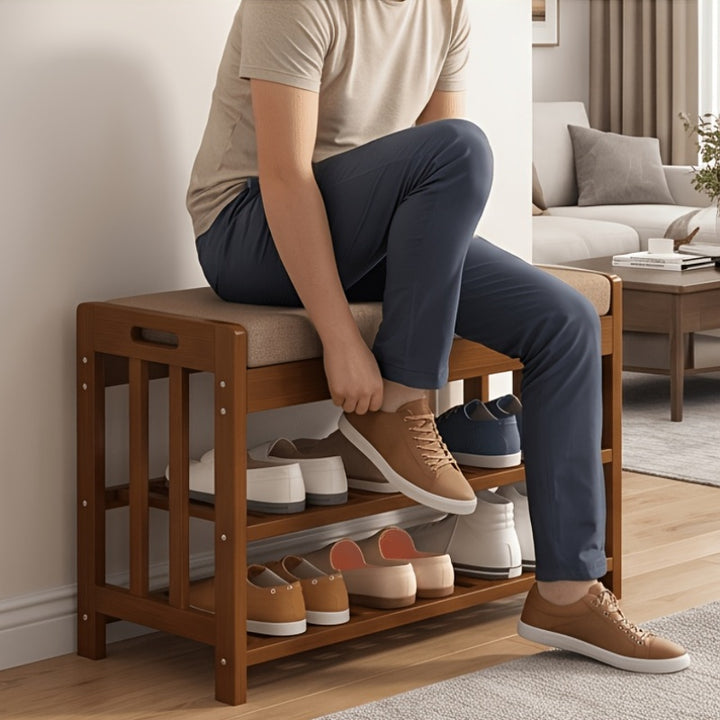 Nordic Bamboo Shoe Rack Minimalist Durable  Easy InstallAMLSHOE