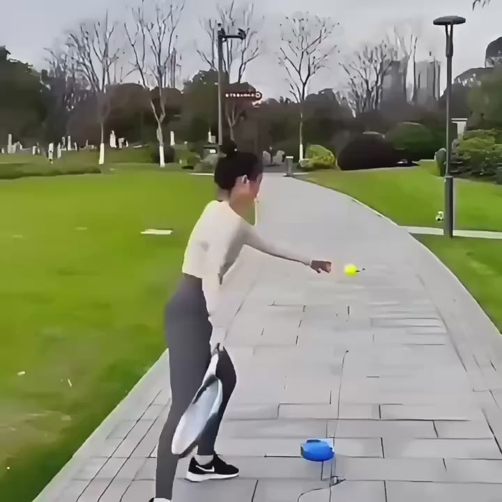PVC Tennis Training Equipment with Elastic Rope and Rebound Base Blue Single Springback Tennis Practice Trainer for All Skill Levels