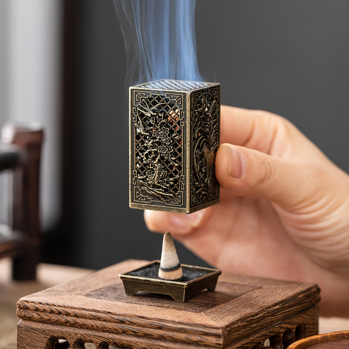 1PC Traditional Chinese Plum Orchid Bamboo and Chrysanthemum Design Metal Incense Holder for Home Aromatherapy Alloy Incense Burner Stand  Unscented Decoration Piece