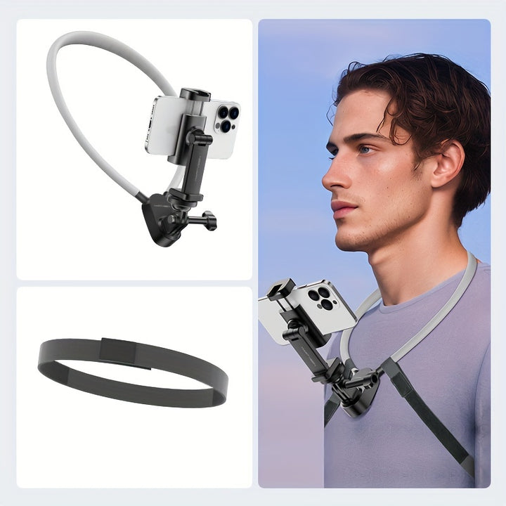 Aluminum Alloy Neck Mount Phone Holder  Waterproof HandsFree Smartphone Bracket for Cycling Pet Interaction Cooking  Fishing Recording Sessions