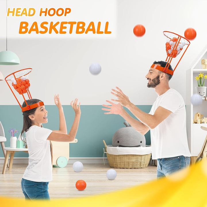 2sets Head Hoop Basketball Party Game For Kids And Adults Adjustable Basket Net Headband With 20 Balls NBUM