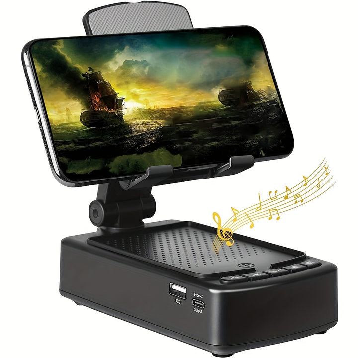 Phone Holder Wireless Speakers With AntiSlip Holder And Charging Station Compatible For IPhoneiPadSamsung And More Adjustable Angle And Height Gifts For Men And Women