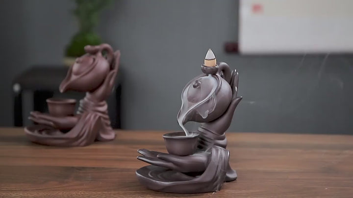 Elegant Ceramic Backflow Aroma Burner  Perfect for Yoga  Meditation  Ideal Home Decor Scent with Unscented Sandalwood  Great for Holiday Season Relaxation