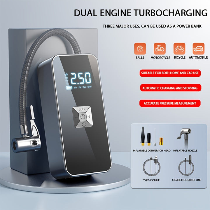 Wireless Car Tire Pump with LED  Power Bank  sj9x0