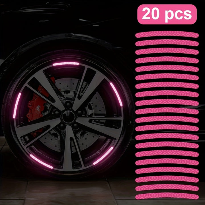 20pcs Car Tire Wheel Hub Reflective Stickers  2NJF