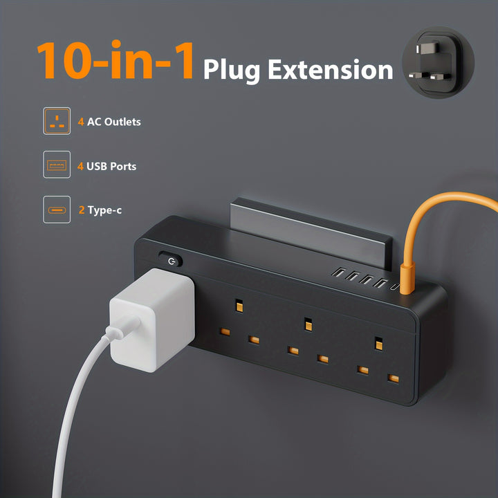 10 in 1 Socket Cube Power Strip with USB and Switch  WZ08