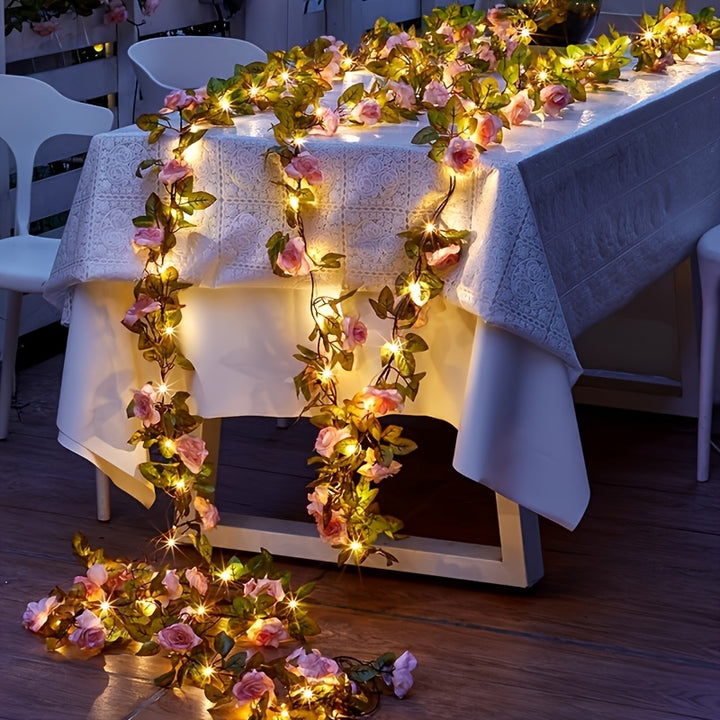 2M LED Champagne Rose Garland Lights