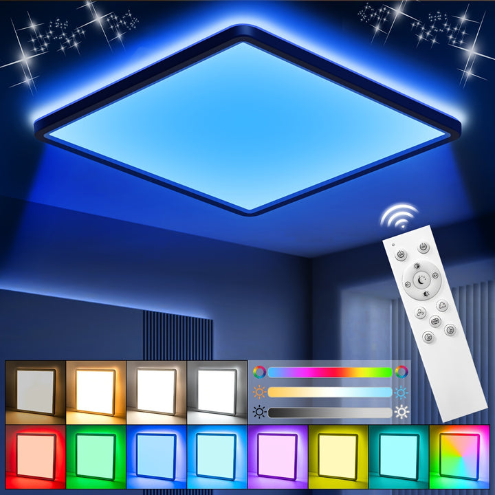 Dimmable LED Ceiling Light with Remote 24W RGB Adjustable BrightnessHGWC