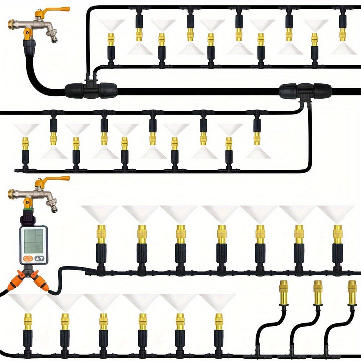 1 Pack 5M30M Outdoor Misting Cooling System Garden Irrigation Watering 14 Brass Atomizer Nozzles 47mm Hose For Patio Greenhouse