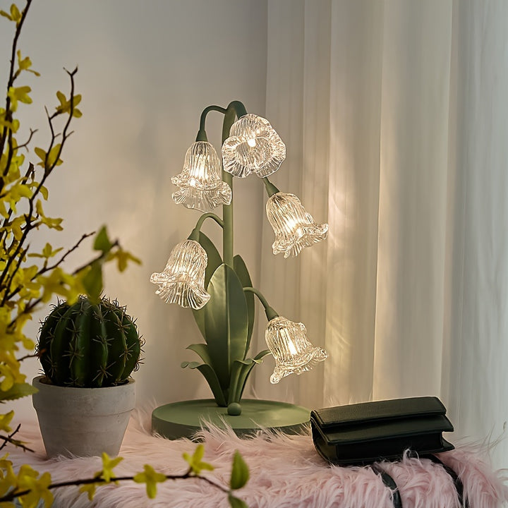 Charming Green Floral Table Lamp with Crystal Glass Shade  SEM5