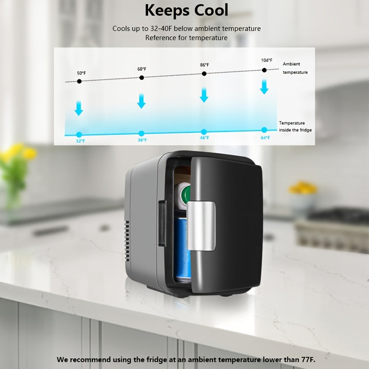 Mini Fridge 4 Liter Refrigerator 12V Portable Small Refrigerator Cooler For Skin Care Food Medicine Bedroom Travel And Car  Black European StandardARES
