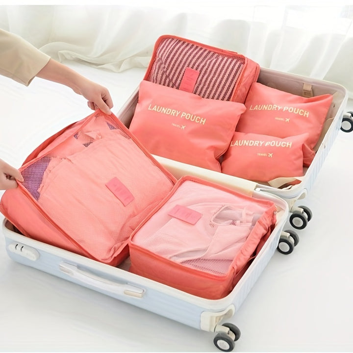 6pcs Simple Solid Color Travel Storage Bag  DY2B
