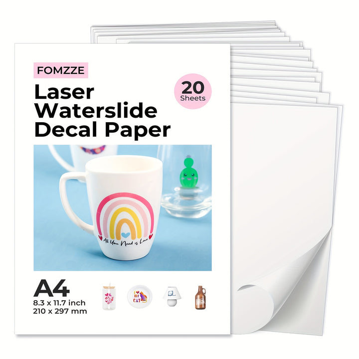 1020 Sheets Waterslide Decal Paper For Laser Printers Clear White Water Slide Transfer Paper 98DX
