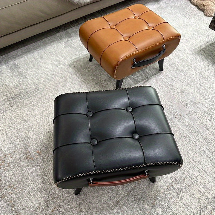 Chic Faux Leather Square Stool NJ9647