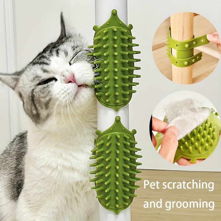 Rubber SelfGrooming Cat Scratcher  Wall  Table Leg Mountable Flexible Bristles NonElectric Pet Massage  Fur Removal Tool