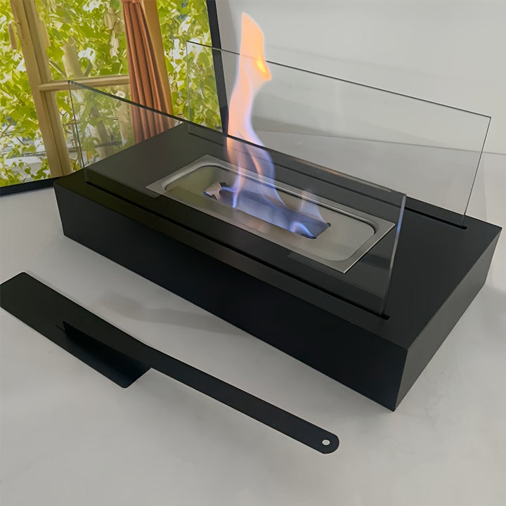 Vintage Style Tabletop Alcohol Fireplace with Lacquered Finish Natural Ventilation IndoorOutdoor Ambiance Decor No Ignition Device Included