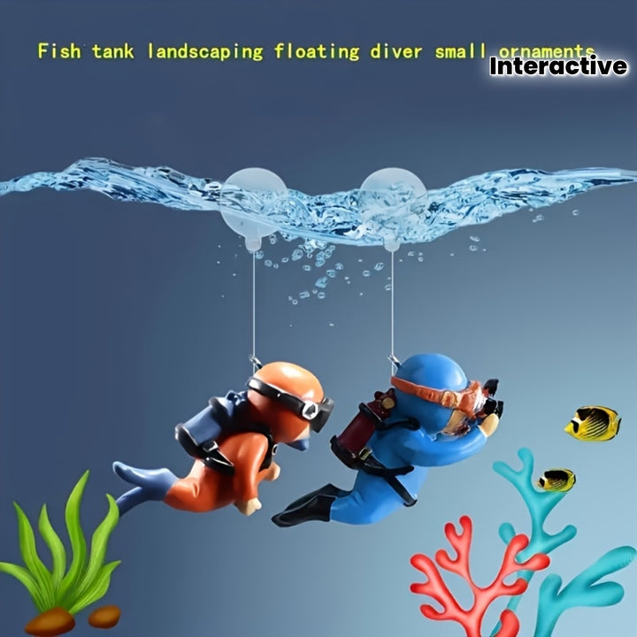 Vibrant Floating Diver Aquarium Decorations 2pc