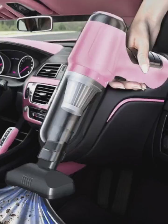 Pink 3in1 Car Vacuum Cleaner With Strong Suction Power Portable Compact Handheld Wireless Vacuum Cleaner Suitable For Dry And Wet Cleaning