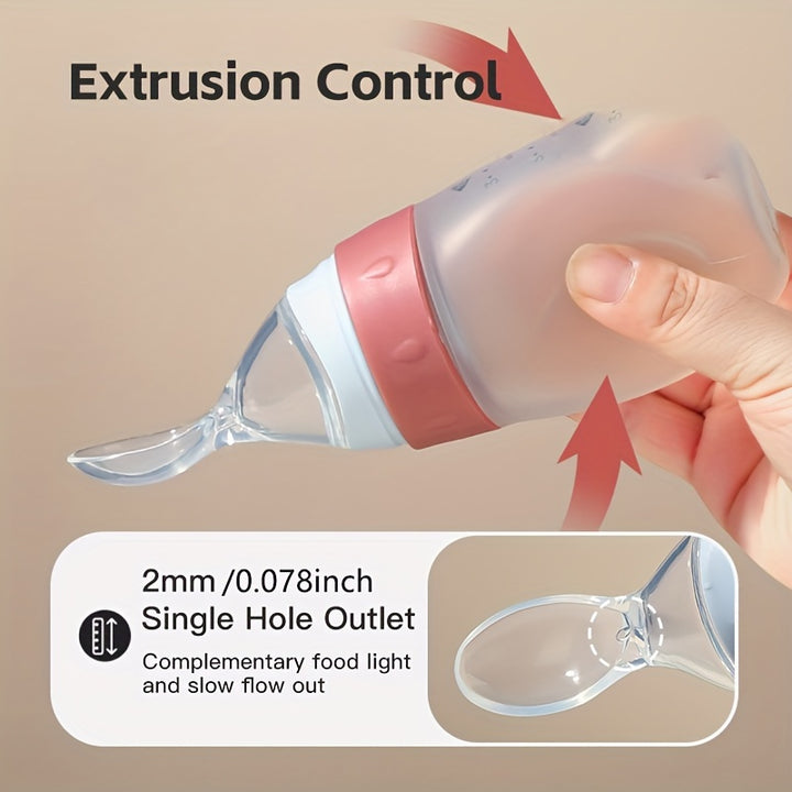 100ml3oz Liquid Silicone Feeder Rice Paste Squeeze Feeding Bottle With Dispensing SpoonEH4V