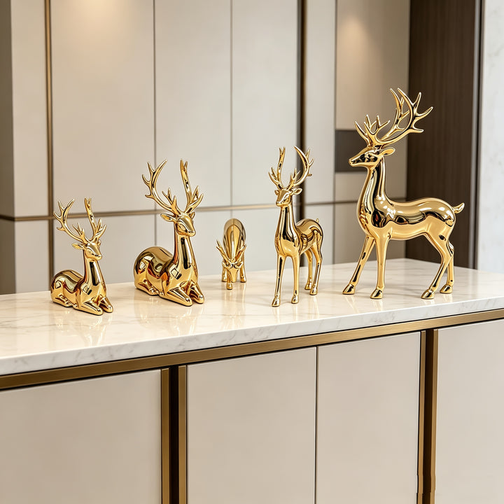 Gold Reindeer Family Ornaments SetAMLUY7Y77