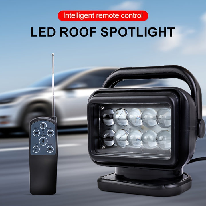 1set Carmounted LED Remote Control Search Light 50W Small Carmounted Lighting Light 360degree Remote Control Spotlight Suitable for Truck LED Work Light Driving Spotlight Fog Light Offroad Light with Remote Control