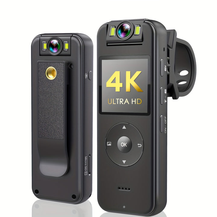 1pc 4K Ultra HD Mini Camera With Clip Portable Camcorder Night Vision Motion Detection For Outdoor Sports Cycling Travel Work Recording Home Security Nanny Cam