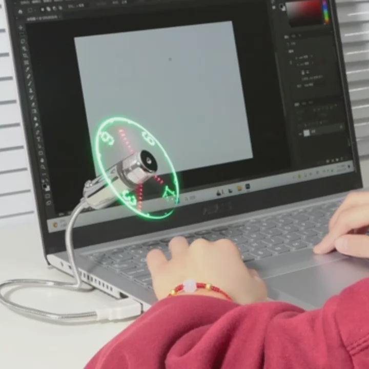 1ps USB Clock Fan Portable With LED time display  Mini Flexible Cooling Fan with Switch  Perfect for Desktop Laptop Tablet  Convenient and EnergyEfficient
