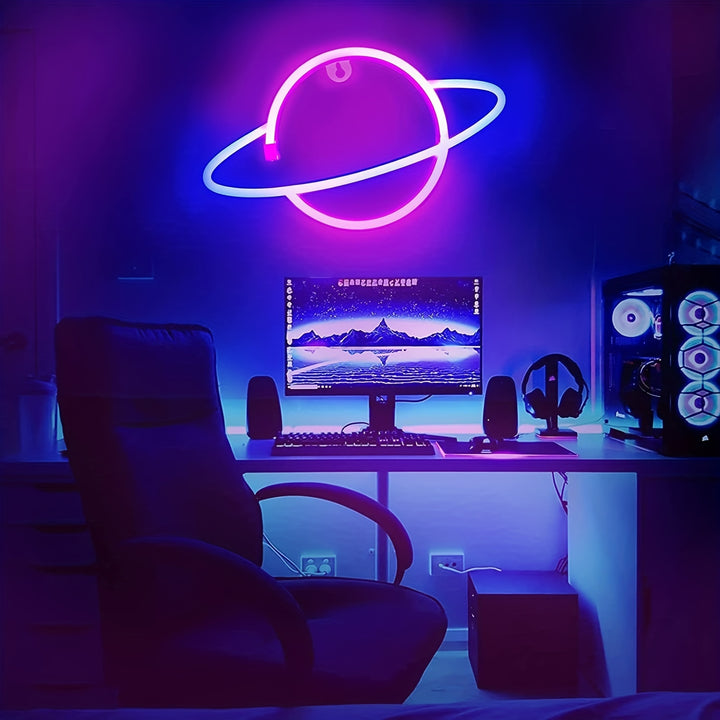 Planet Neon Sign Light  LED Wall Decor with Battery  USB Power  NJJH81