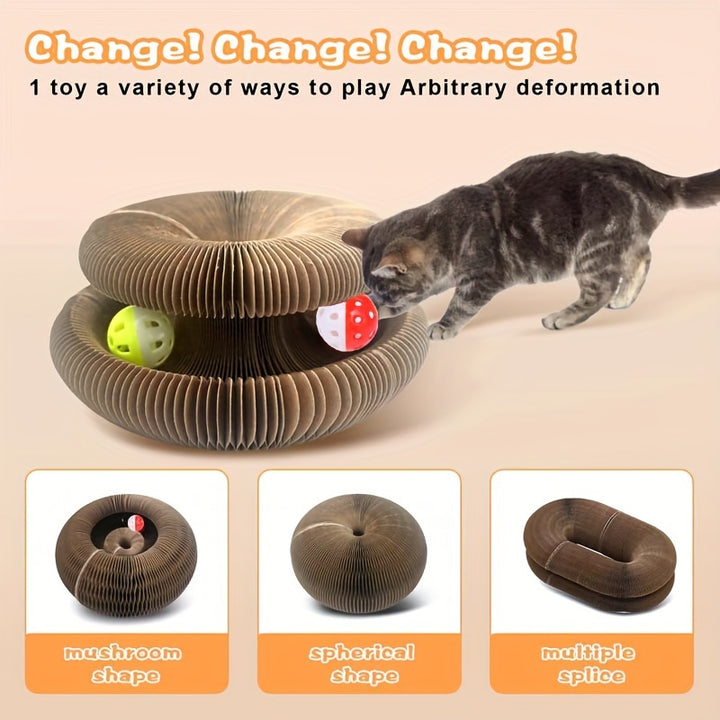 Foldable Cat Scratch Board Toy With Bell Ball And Glass Ball Durable And Reusable CatBHWF