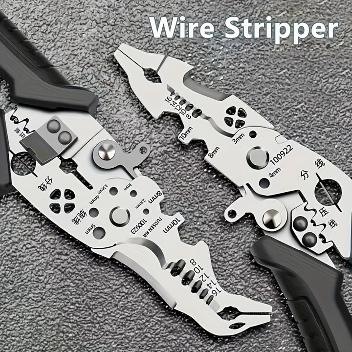 IndustrialGrade MultiFunction Wire Stripper with NonSlip Grip  Copper Cutting Crimping  Stripping Pliers for Electricians
