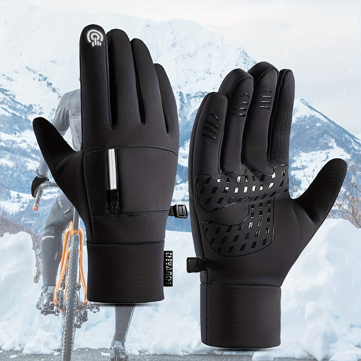 1pair Fashion Winter Gloves Mens Touchscreen NonSlip Waterproof Windproof Gloves For Cycling Gloves Hiking Sports Ideal choice for Gifts