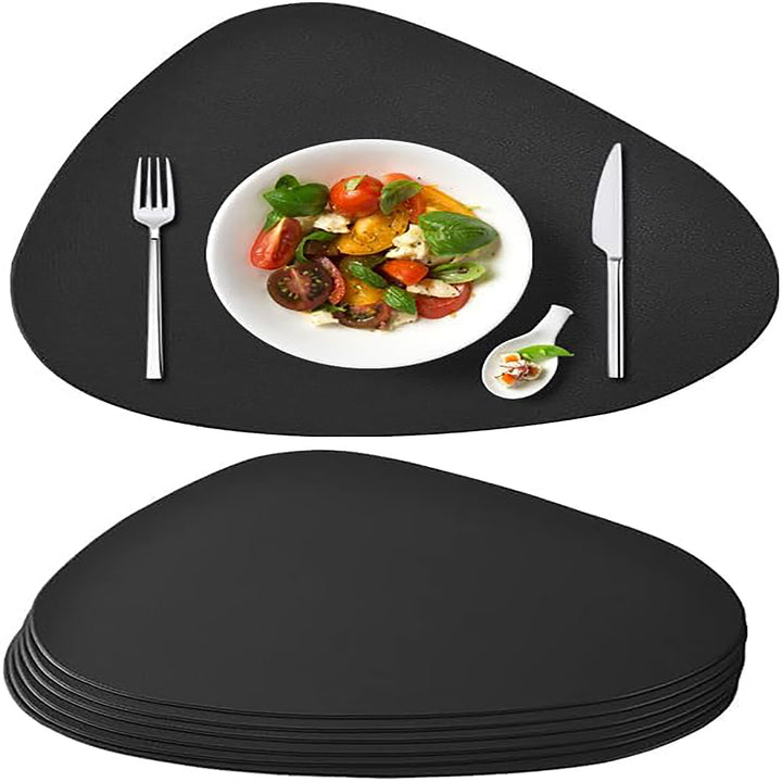 Black Faux Leather Placemats Set  6pcs  l779y