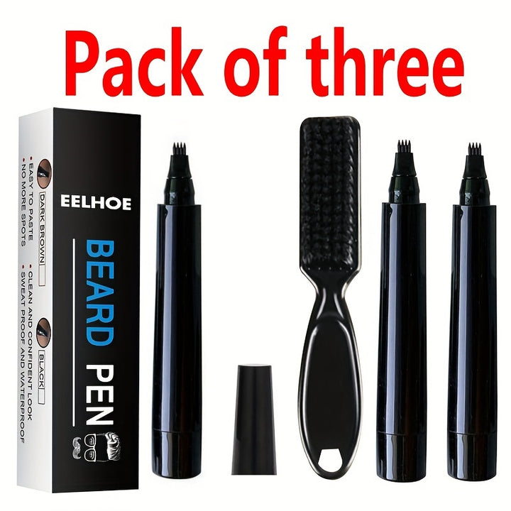 1pc3pcs Beard Pencil Filler For Men 4Tip Beard Pen Kit Waterproof  Long Lasting Natural Makeup Beard Pen With Beard Brush Fathers Day Gift