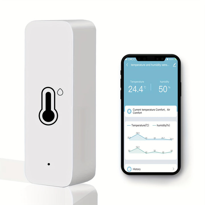 1pc Smart Wireless Indoor Thermometer Hygrometer Plastic Material With Alerts And Data Storage RealTime Temperature Humidity Monitoring 7cm24cm19cm Home Pet Comfort Management Tool